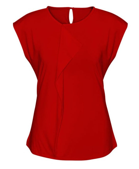 Biz Collection Polos / Shirts Red / 6 Biz Collection Ladies Mia Pleat Knit Top