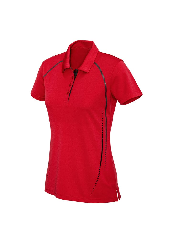 Biz Collection Polos / Shirts Red/Silver / 8 Biz Collection Ladies Cyber Polo