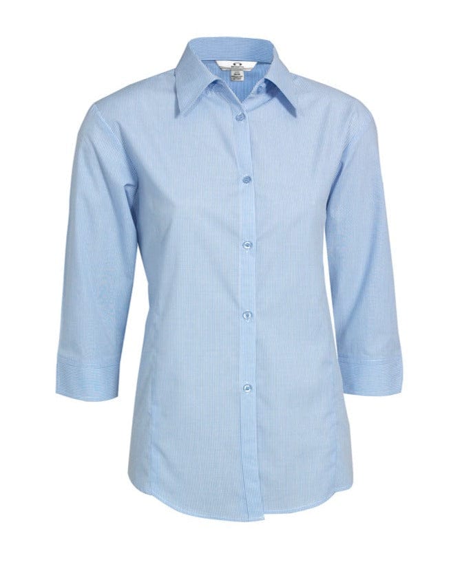 Biz Collection Polos / Shirts Sky / 8 Biz Collection Ladies Micro Check 3/4 Sleeve Shirt