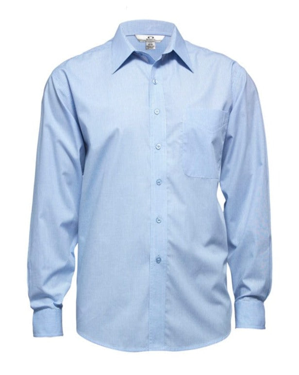 Biz Collection Polos / Shirts Sky / S Biz Collection Mens Micro Check Long Sleeve Shirt
