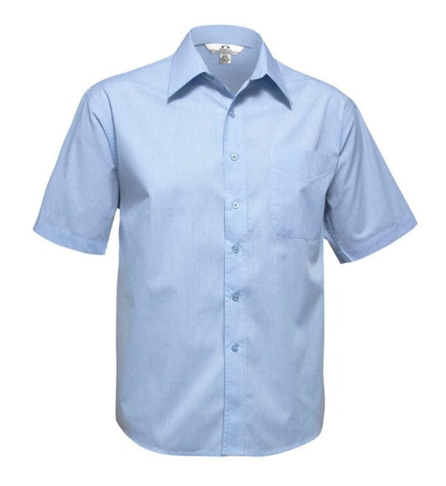 Biz Collection Polos / Shirts Sky / S Biz Collection Mens Micro Check Short Sleeve Shirt