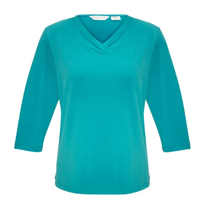 Biz Collection Polos / Shirts Turquoise Blue / 6 Biz Collection Ladies Lana 3/4 Sleeve Top