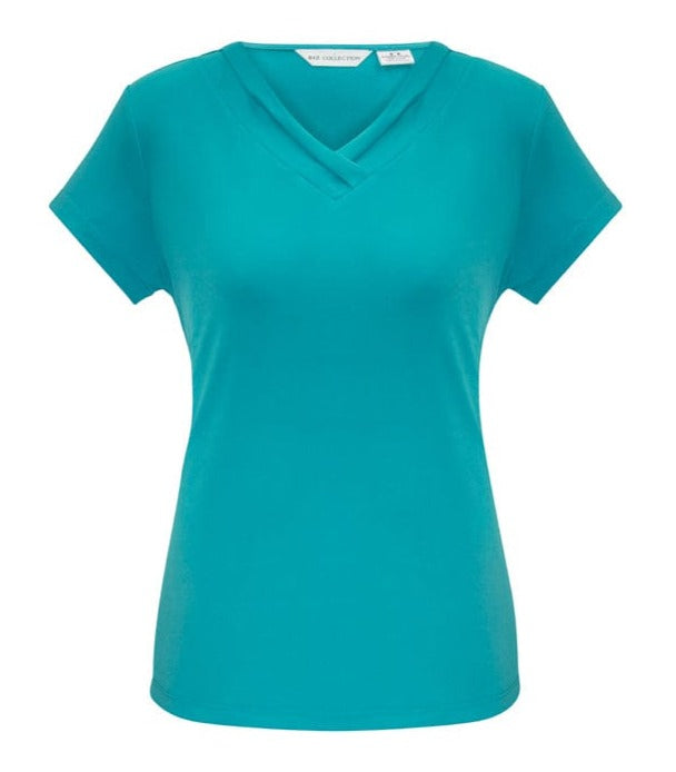 Biz Collection Polos / Shirts Turquoise Blue / 6 Biz Collection Ladies Lana Short Sleeve Top