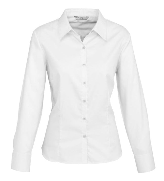 Biz Collection Polos / Shirts White / 6 Biz Collection Ladies Luxe Long Sleeve Shirt
