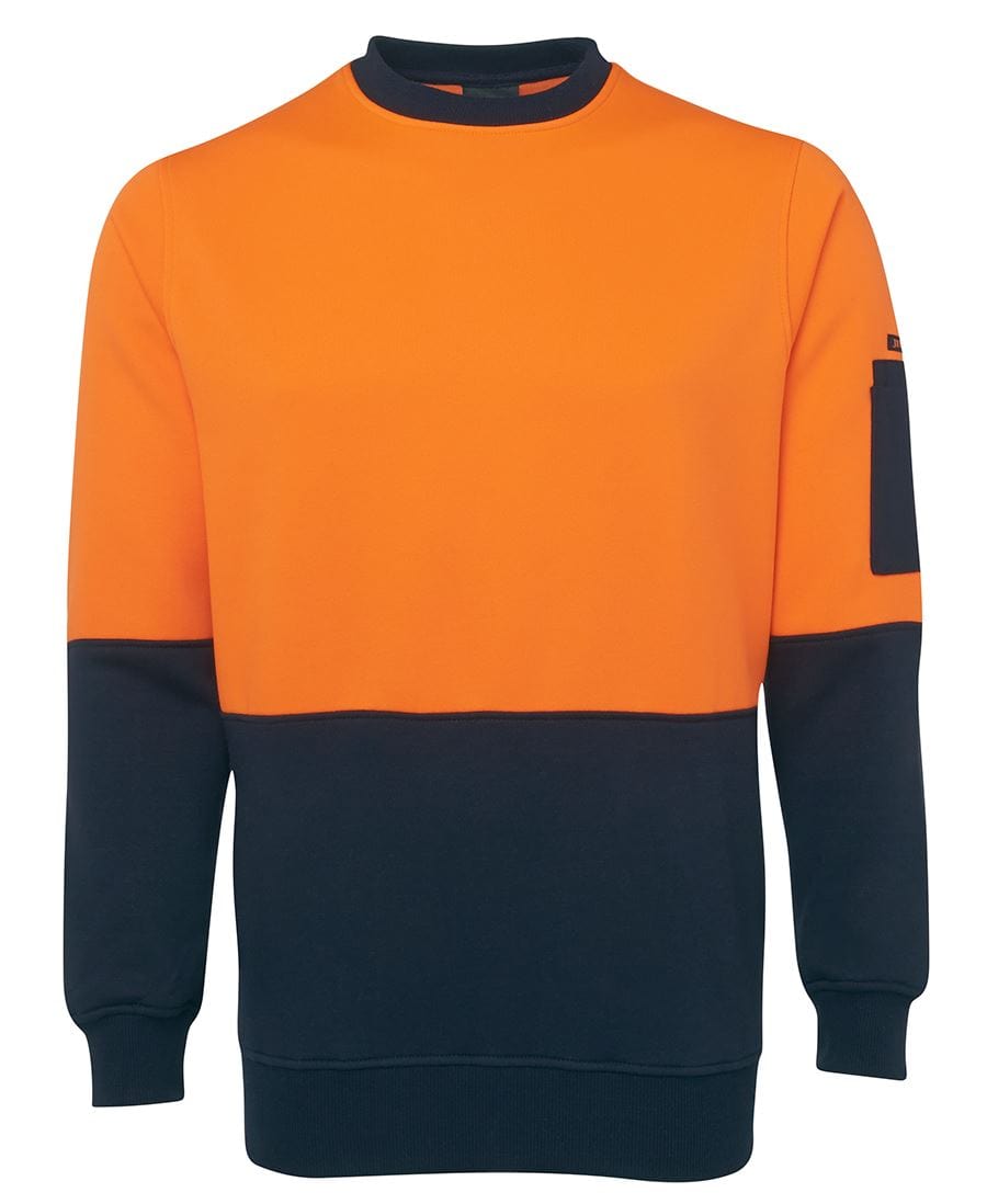 JB's Wear Crews Orange/Navy / XS JB's Wear Hi Vis Fleecy Crew