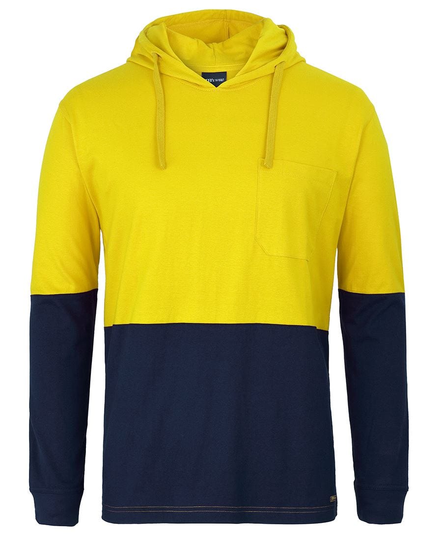 JB's Wear Hoodies Yellow/Navy / 2XS JB's Wear Hi Vis L/S Cotton Tee With Hood
