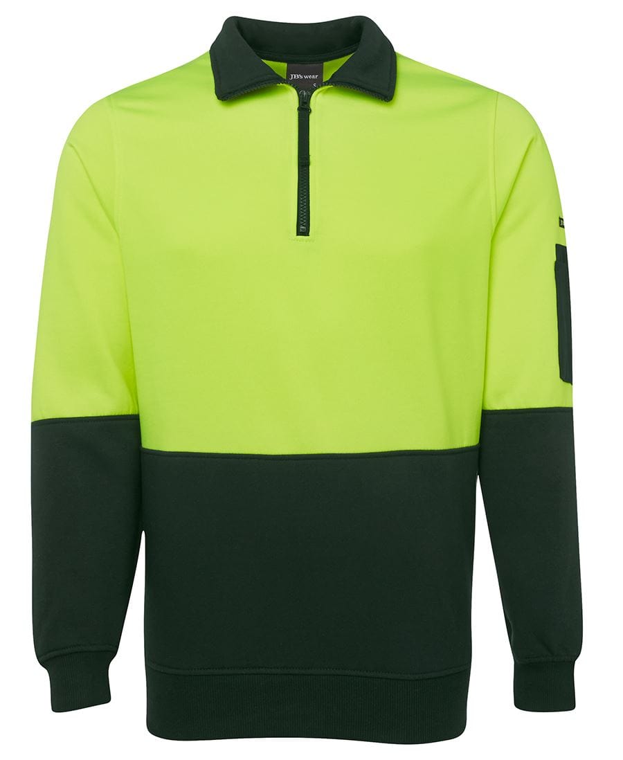 JB's Wear Polars Lime/Bottle / XS JB's Wear Hi Vis 1/2 Zip Fleecy Sweat