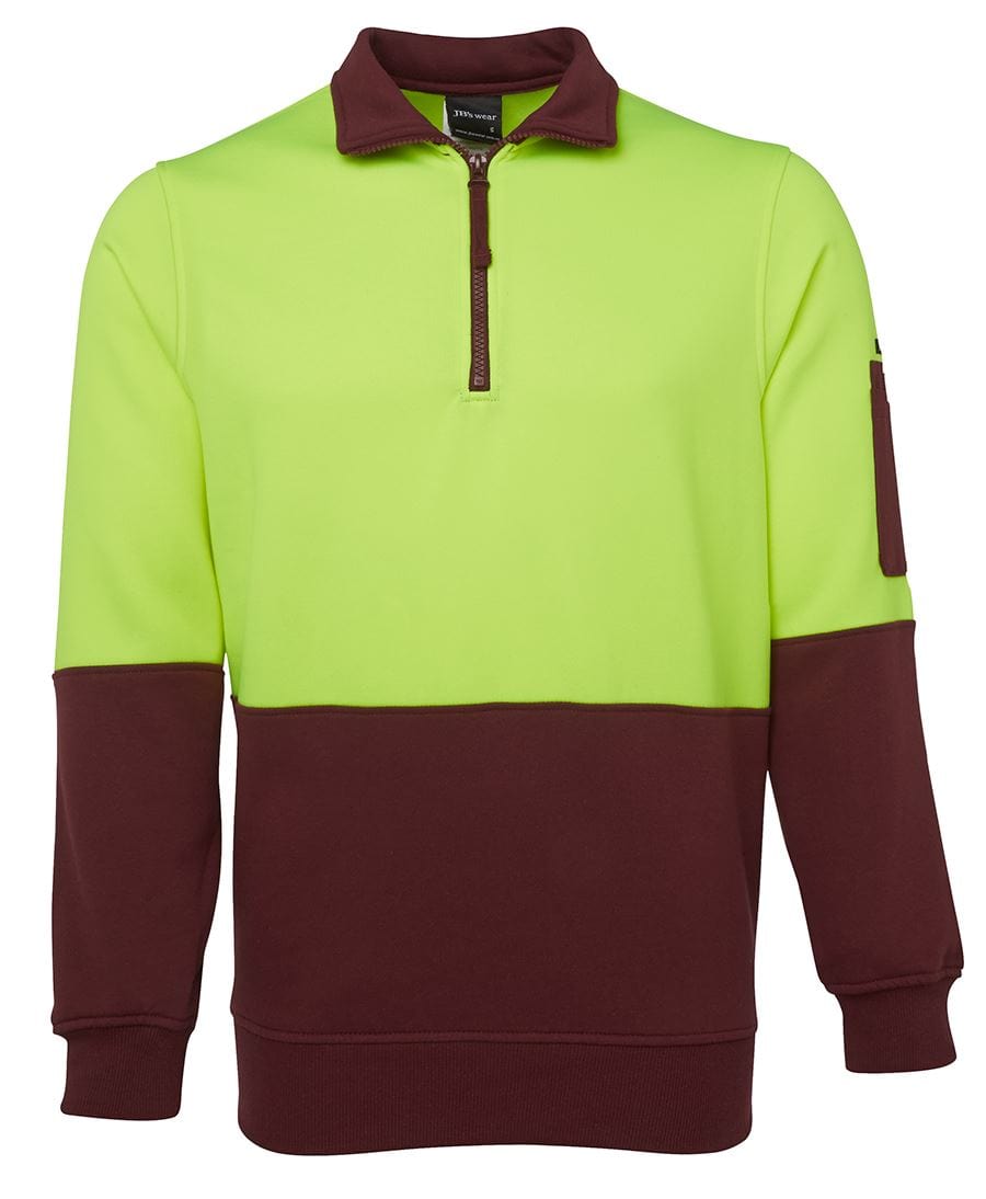 JB's Wear Polars Lime/Maroon / XS JB's Wear Hi Vis 1/2 Zip Fleecy Sweat