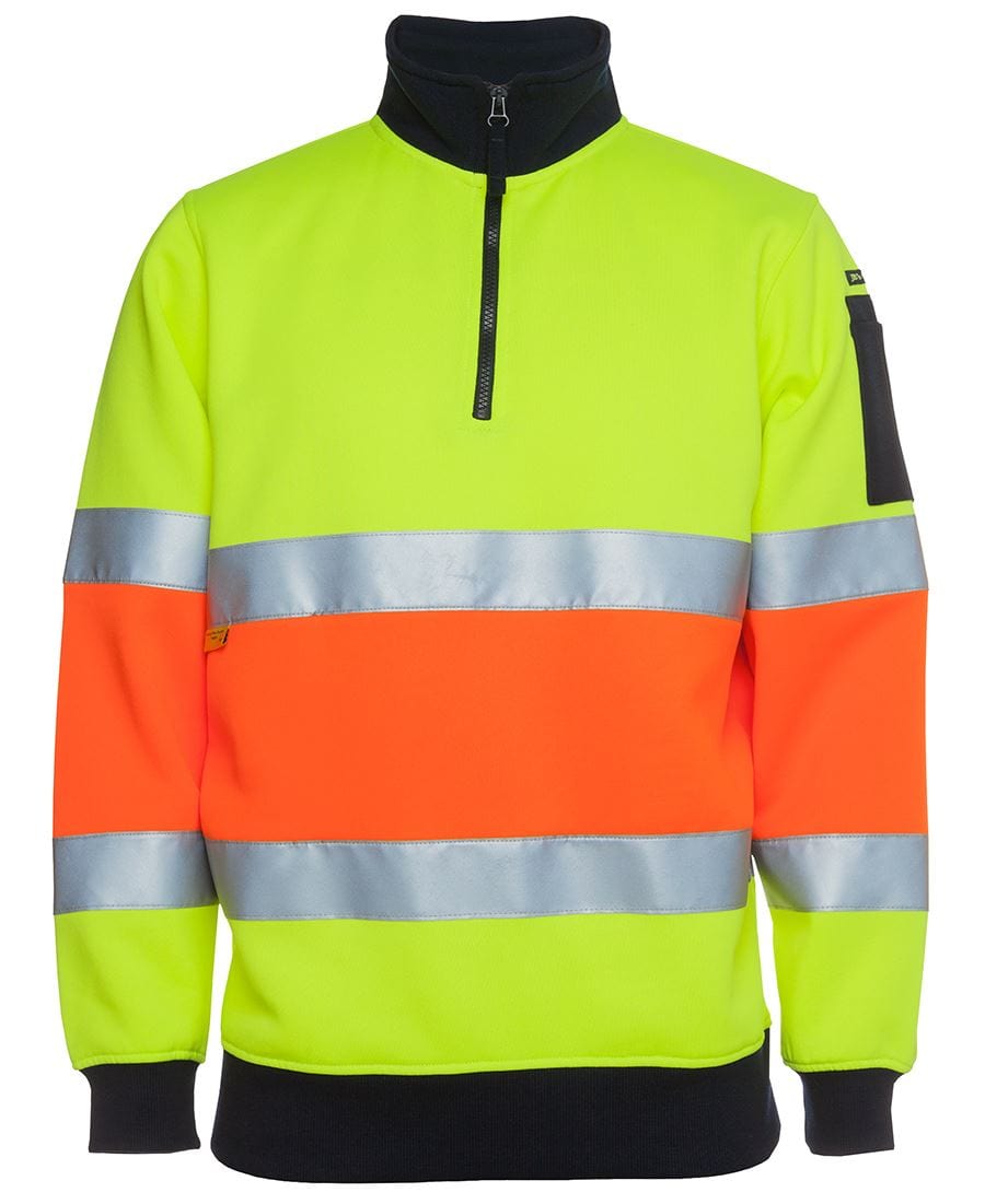 JB's Wear Polars Lime/Orange / XS JB's Wear Hi Vis 1/2 Zip (D+N) Fleecy Sweat With Reflective Tape