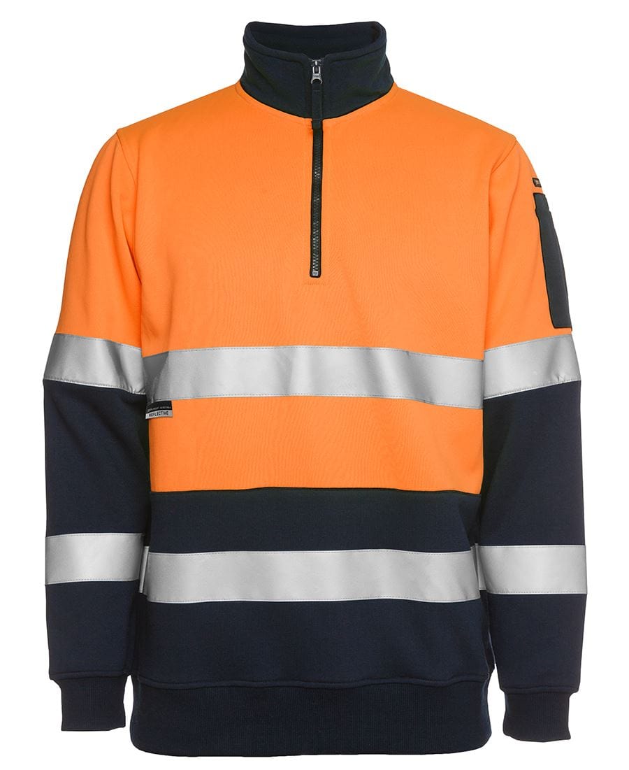 JB's Wear Polars Orange/Navy / XS JB's Wear Hi Vis 1/2 Zip (D+N) Fleecy Sweat With Reflective Tape