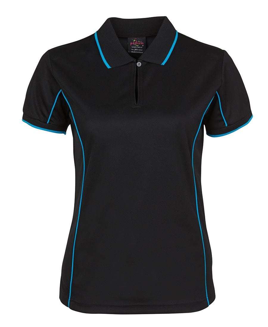 JB's Wear Polos / Shirts Black/Aqua / 8 JB's Wear Ladies Piping Polo