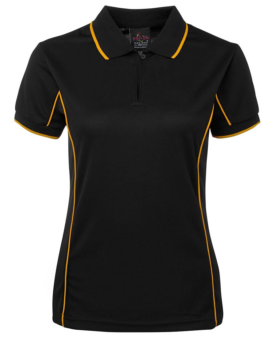 JB's Wear Polos / Shirts Black/Gold / 8 JB's Wear Ladies Piping Polo