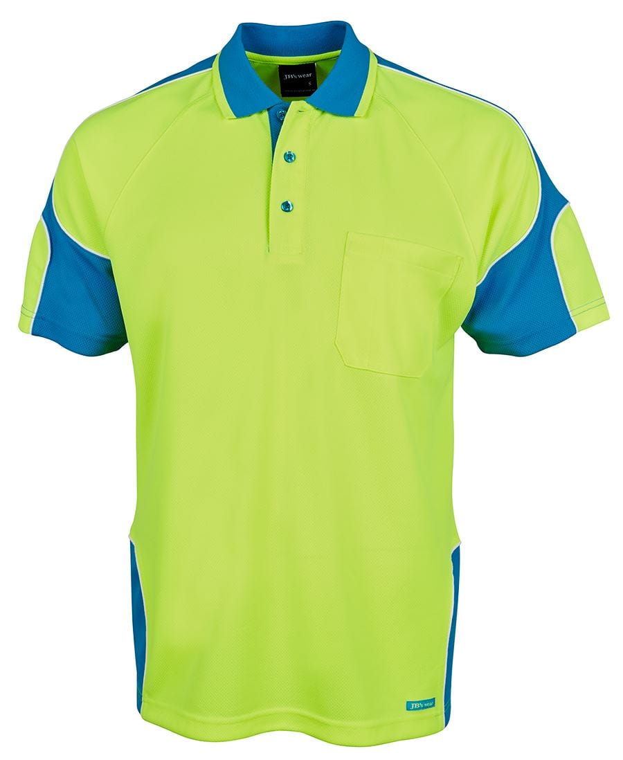 JB's Wear Polos / Shirts Lime/Aqua / 2XS JB's Wear Hi Vis S/S Arm Panel Polo