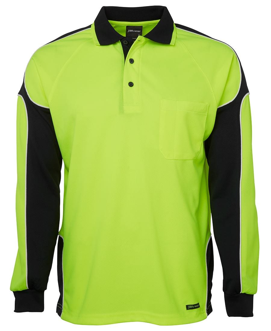 JB's Wear Polos / Shirts Lime/Black / 2XS JB's Wear Hi Vis L/S Arm Panel Polo
