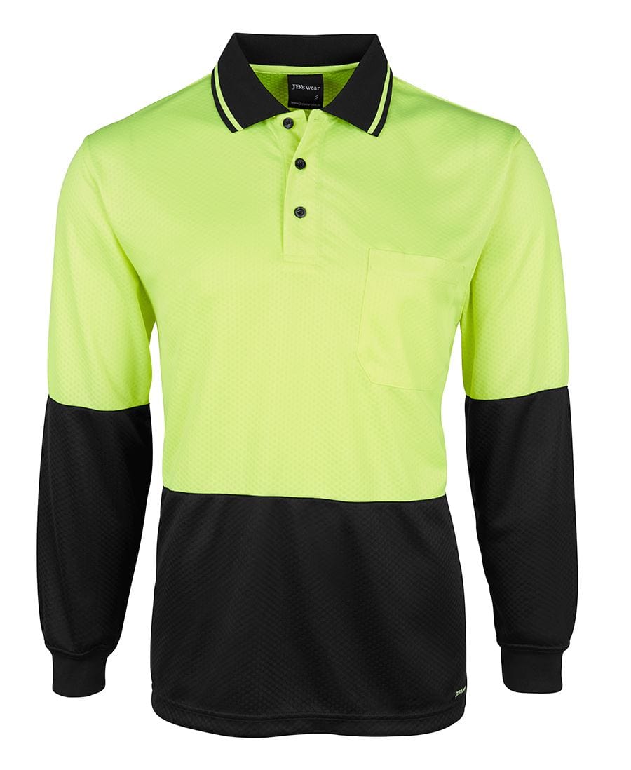 JB's Wear Polos / Shirts Lime/Black / 2XS JB's Wear Hi Vis L/S Jacquard Polo