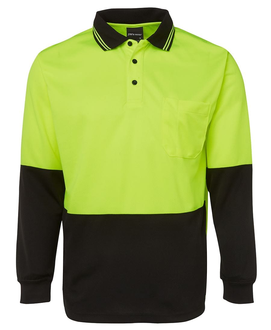 JB's Wear Polos / Shirts Lime/Black / 2XS JB's Wear Hi Vis L/S Traditional Polo