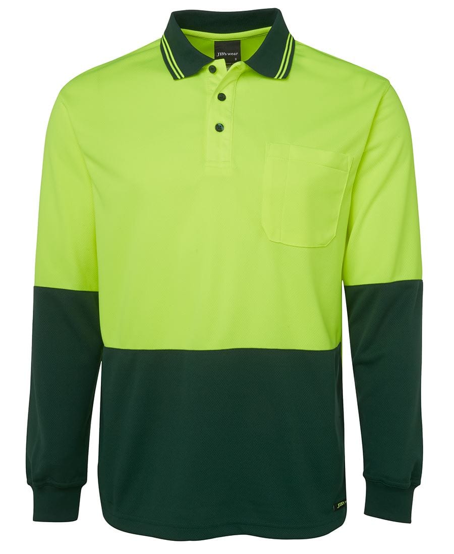 JB's Wear Polos / Shirts Lime/Bottle / 2XS JB's Wear Hi Vis L/S Traditional Polo