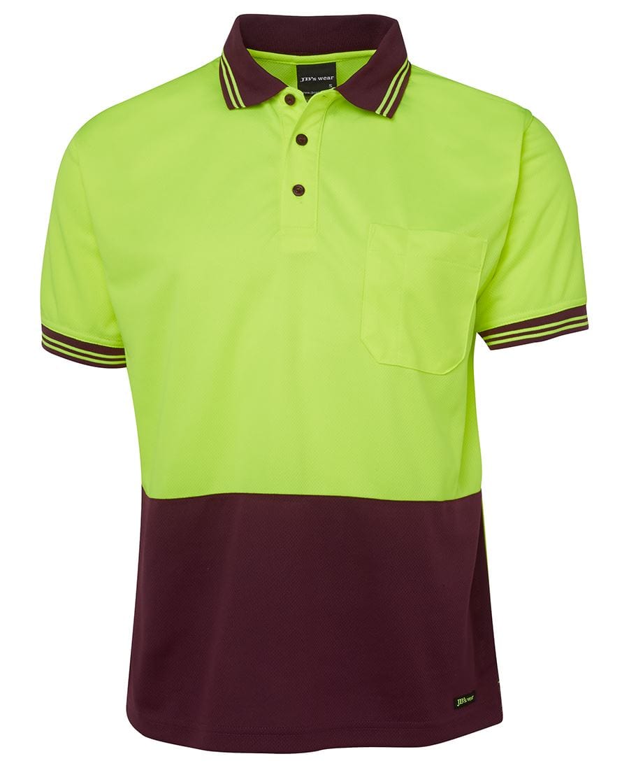JB's Wear Polos / Shirts Lime/Maroon / 2XS JB's Wear Hi Vis S/S Traditional Polo