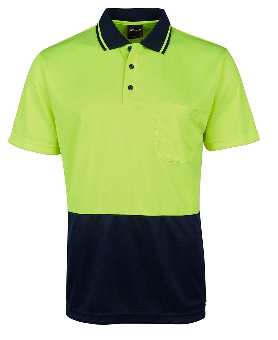 JB's Wear Polos / Shirts Lime/Navy / 2XS JB's Wear Hi Vis Jacquard Non Cuff Polo