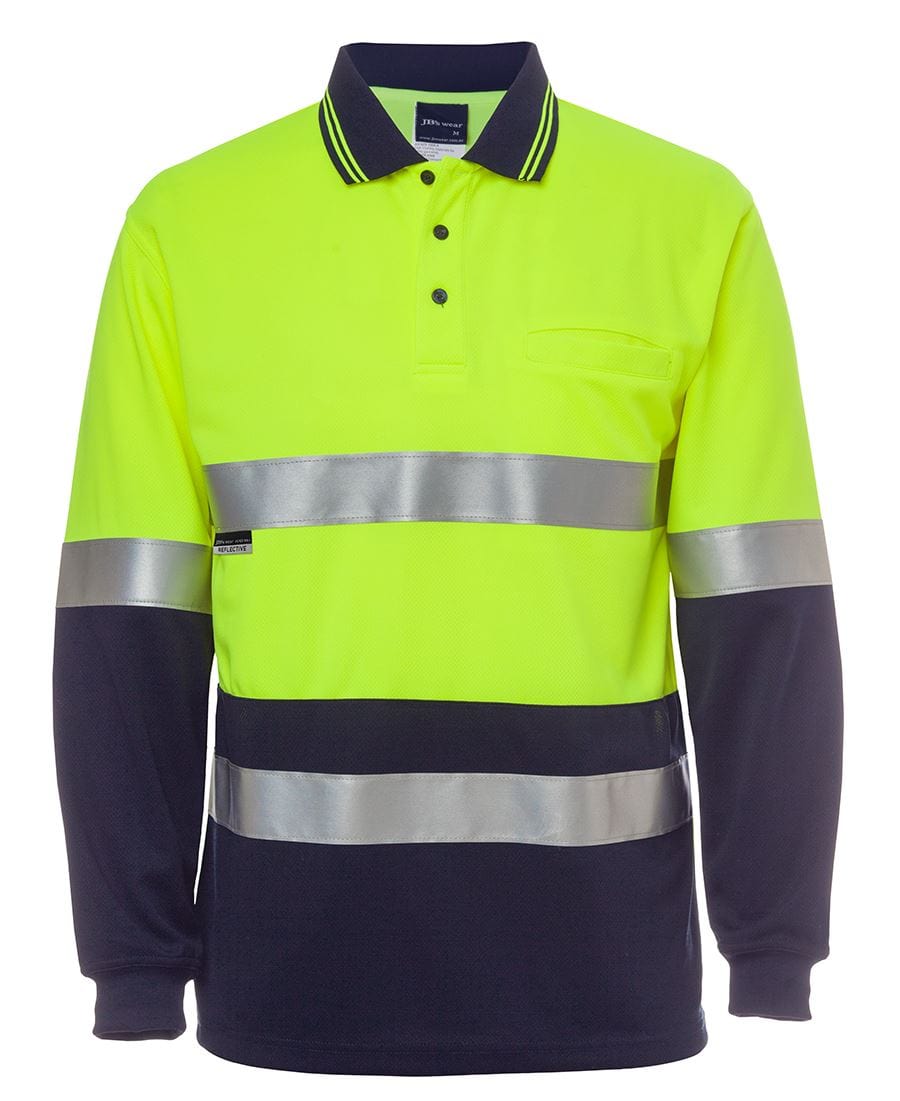 JB's Wear Polos / Shirts Lime/Navy / 2XS JB's Wear Hi Vis L/S (D+N) Traditional Polo