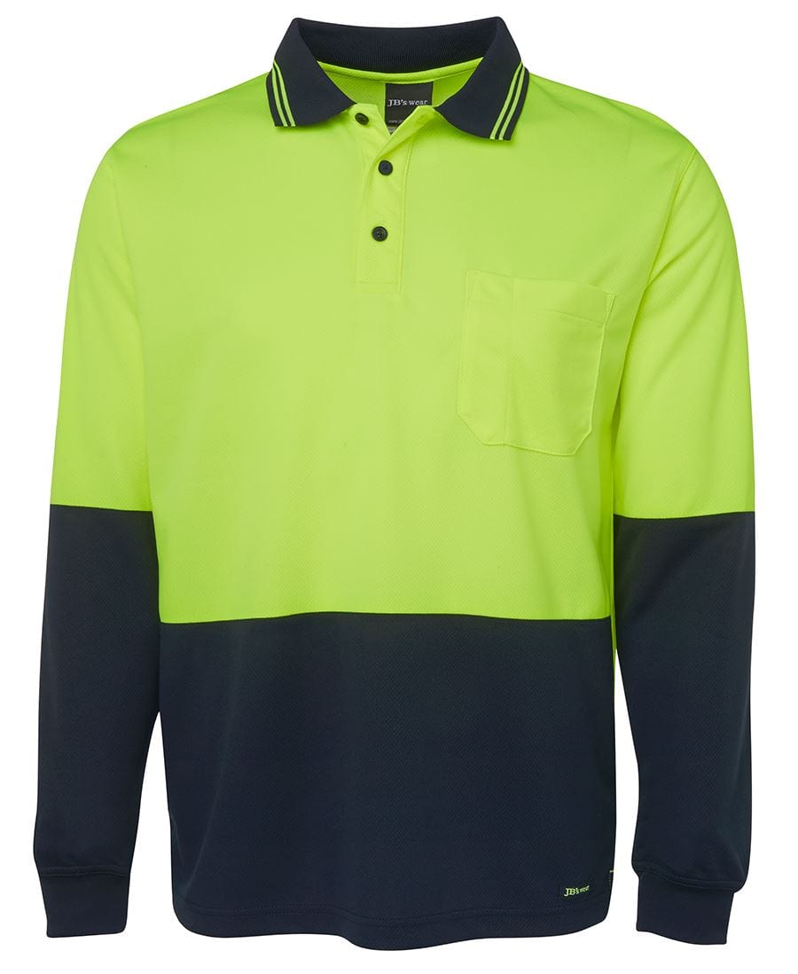 JB's Wear Polos / Shirts Lime/Navy / 2XS JB's Wear Hi Vis L/S Traditional Polo