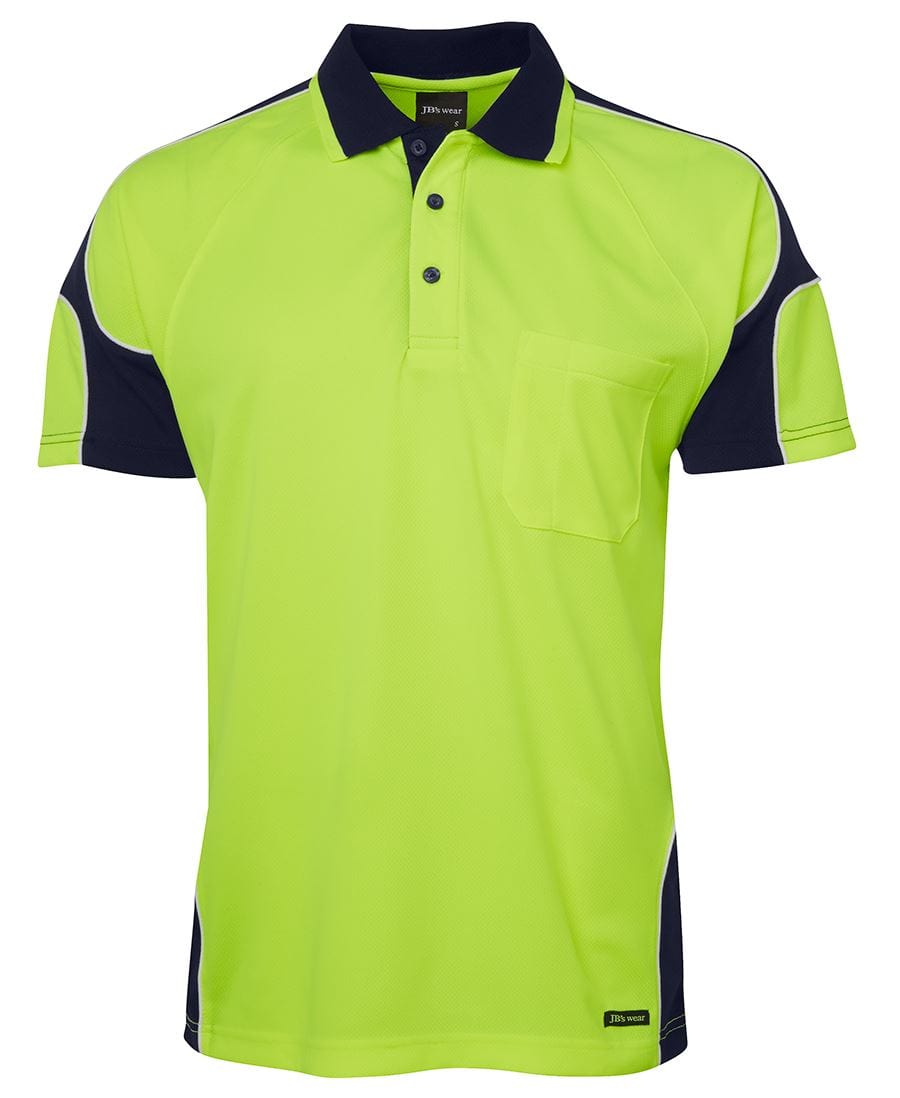 JB's Wear Polos / Shirts Lime/Navy / 2XS JB's Wear Hi Vis S/S Arm Panel Polo