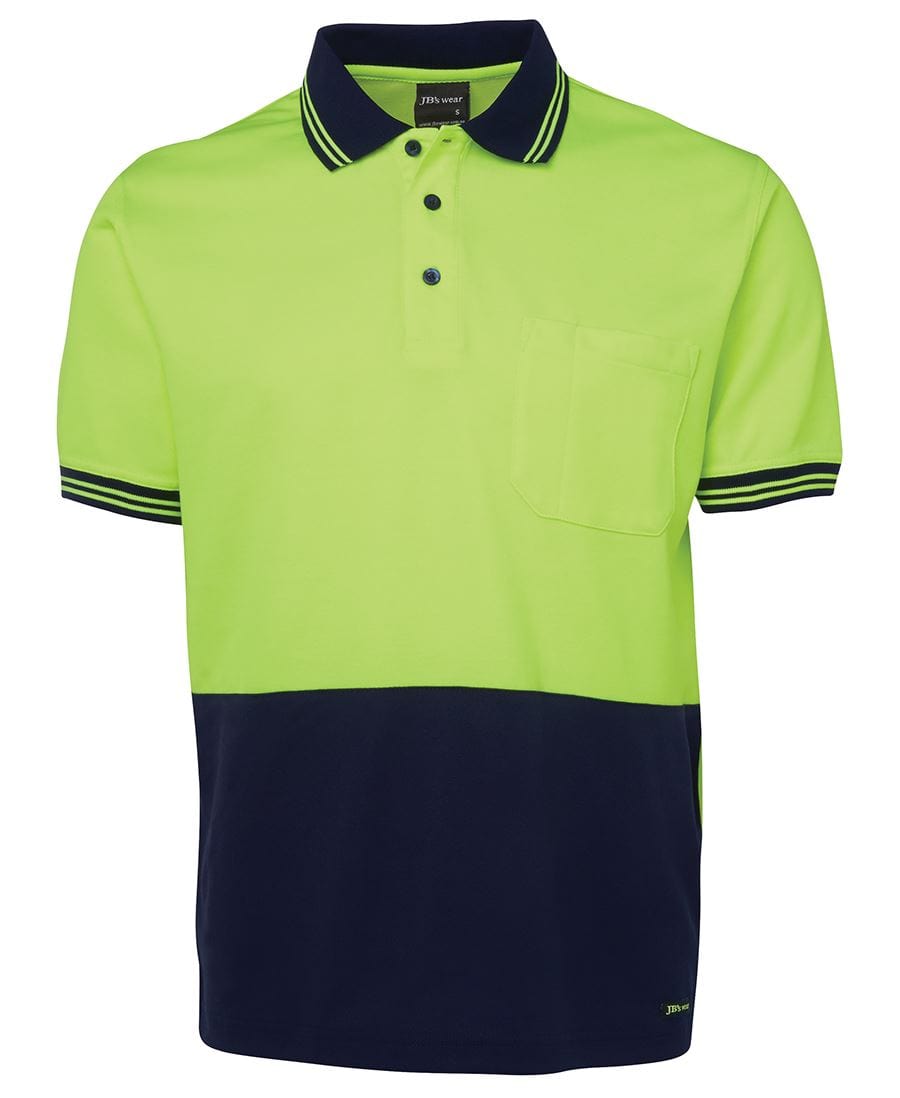 JB's Wear Polos / Shirts Lime/Navy / 2XS JB's Wear Hi Vis S/S Cotton Back Polo