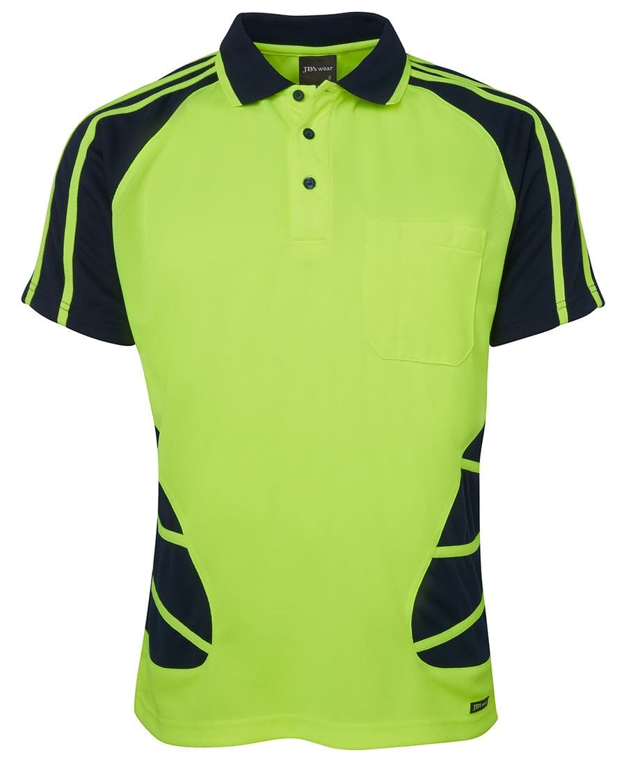 JB's Wear Polos / Shirts Lime/Navy / 2XS JB's Wear Hi Vis S/S Spider Polo