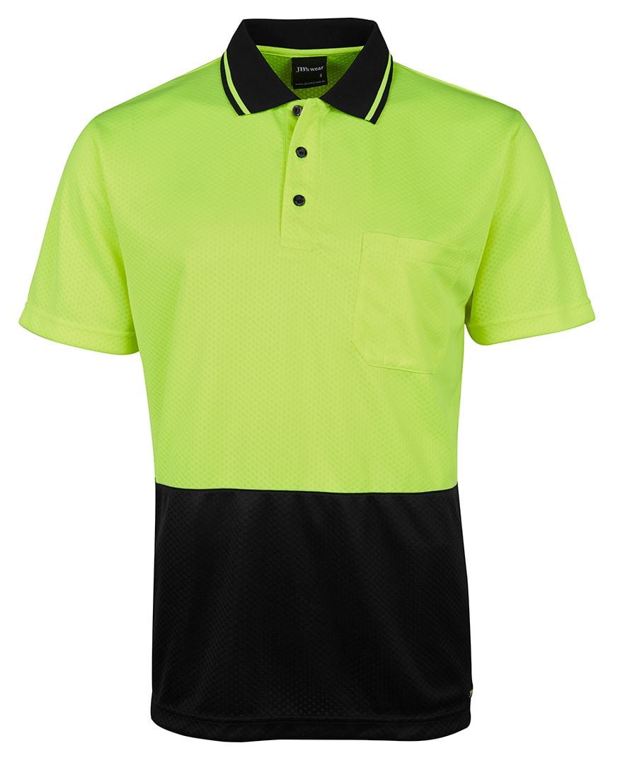 JB's Wear Polos / Shirts Lime/Navy / 5XL JB's Wear Hi Vis Jacquard Non Cuff Polo