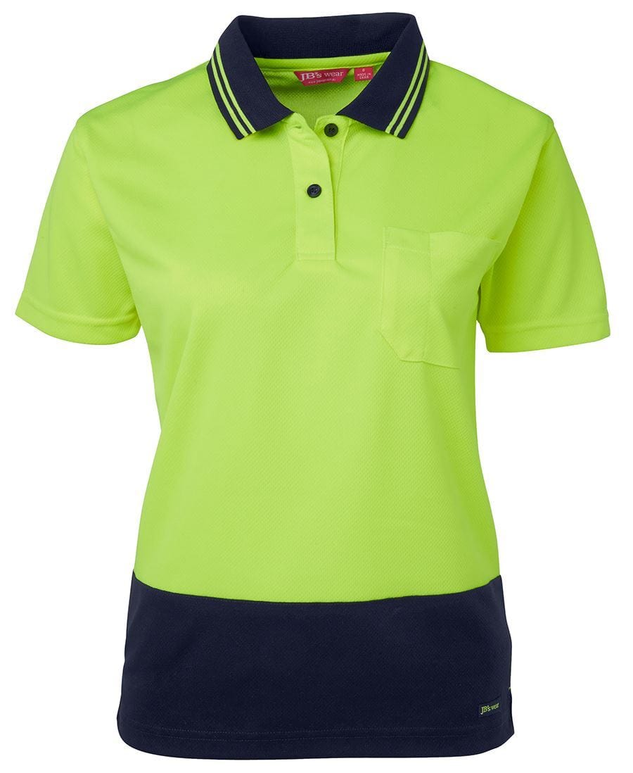 JB's Wear Polos / Shirts Lime/Navy / 6 JB's Wear Ladies Hi Vis S/S Comfort Polo