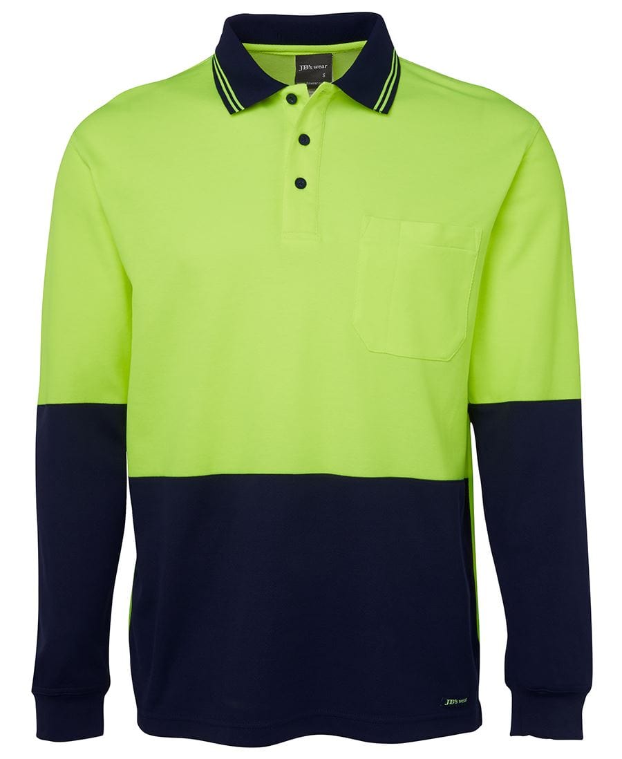 JB's Wear Polos / Shirts Lime/Navy / XS JB's Wear Hi Vis L/S Cotton Back Polo
