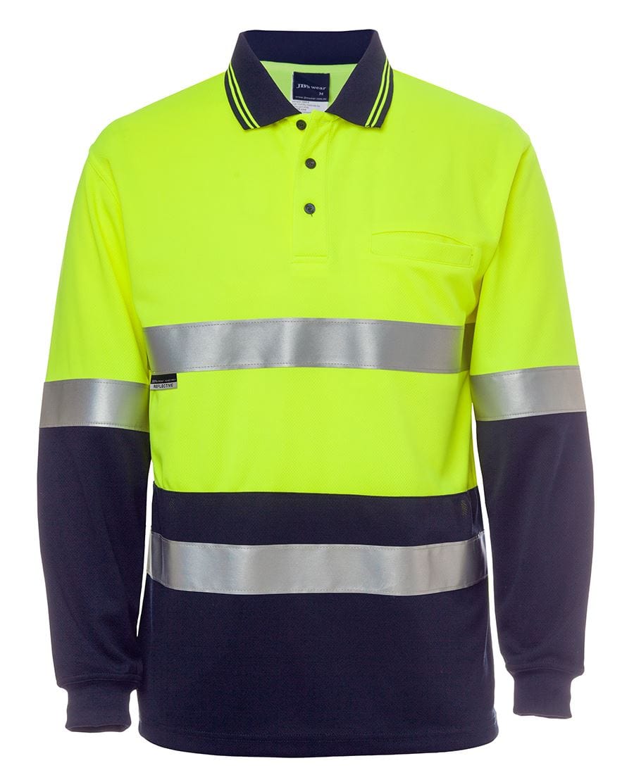 JB's Wear Polos / Shirts Lime/Navy / XS JB's Wear Hi Vis L/S (D+N) Cotton Back Polo
