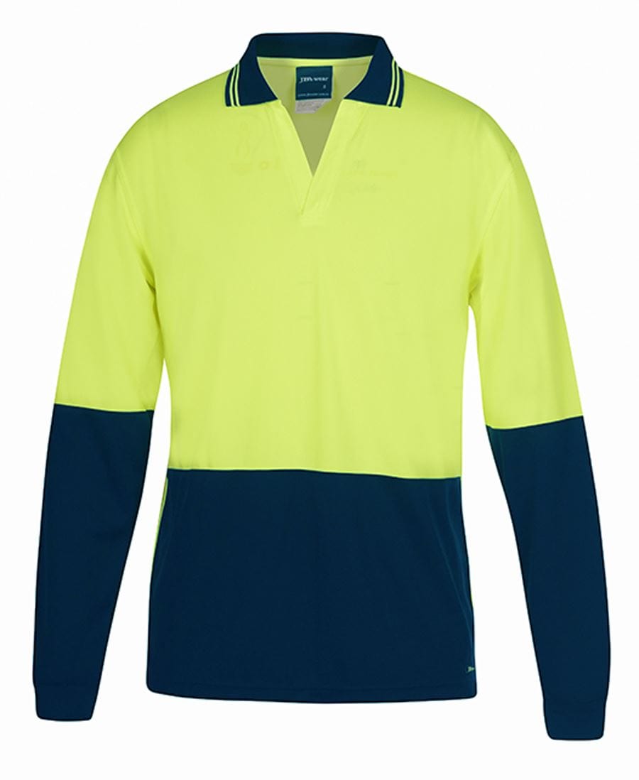 JB's Wear Polos / Shirts Lime/Navy / XS JB's Wear Hi Vis L/S Non Button Polo