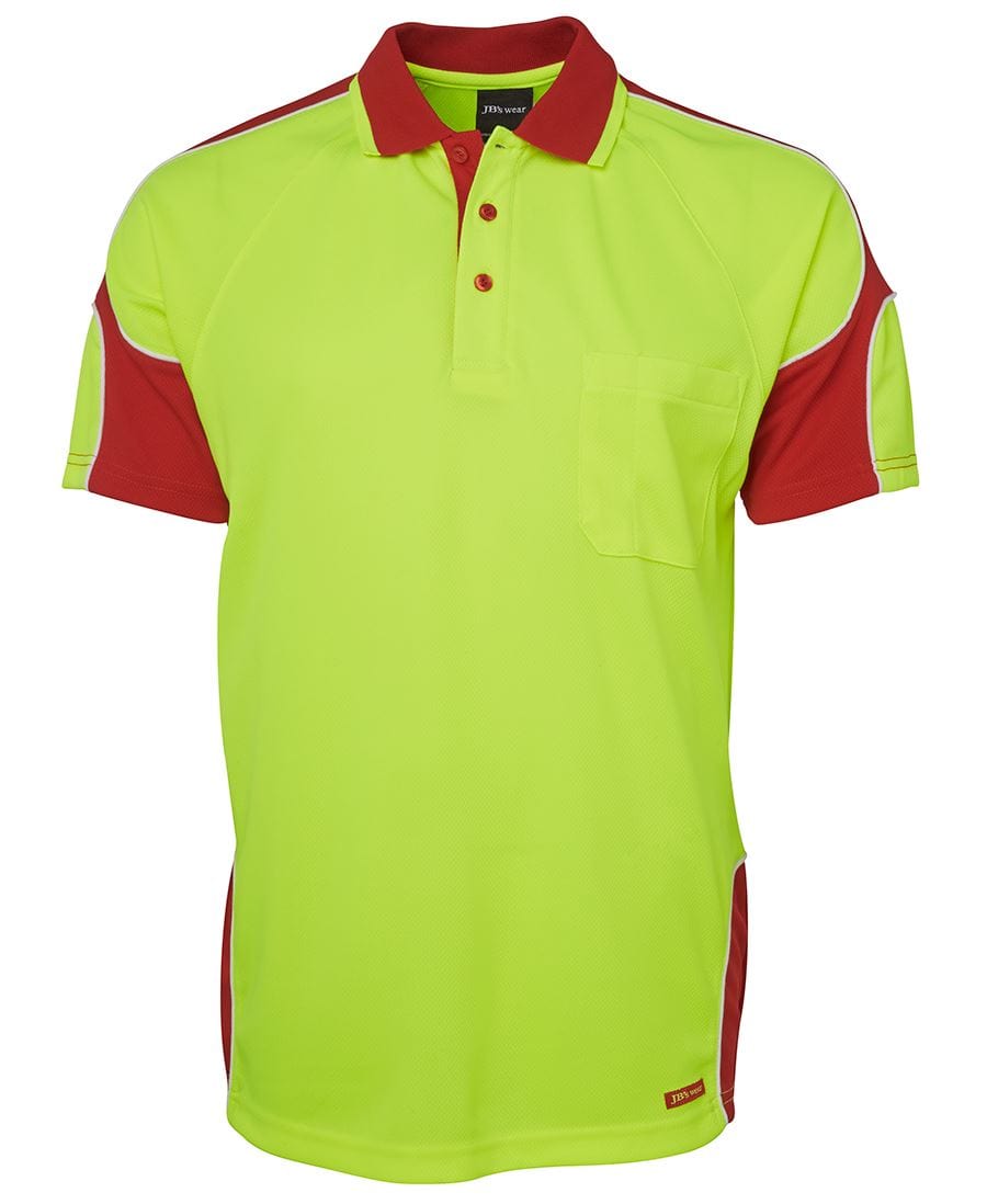 JB's Wear Polos / Shirts Lime/Red / 2XS JB's Wear Hi Vis S/S Arm Panel Polo