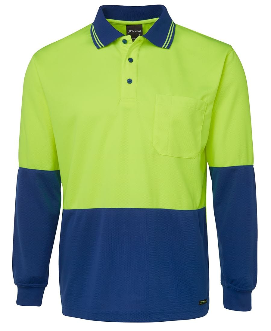JB's Wear Polos / Shirts Lime/Royal / 2XS JB's Wear Hi Vis L/S Traditional Polo