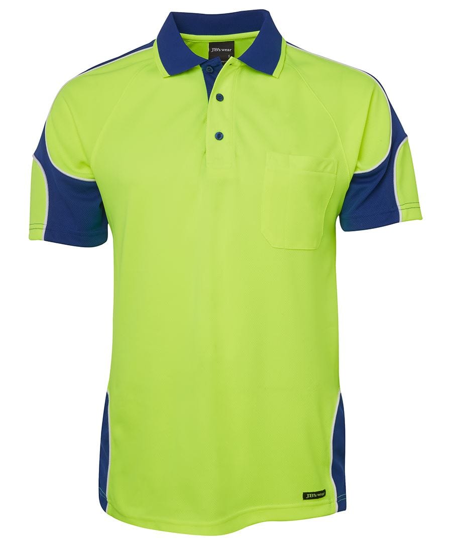 JB's Wear Polos / Shirts Lime/Royal / 2XS JB's Wear Hi Vis S/S Arm Panel Polo