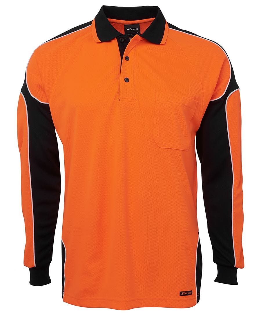 JB's Wear Polos / Shirts Orange/Black / 2XS JB's Wear Hi Vis L/S Arm Panel Polo