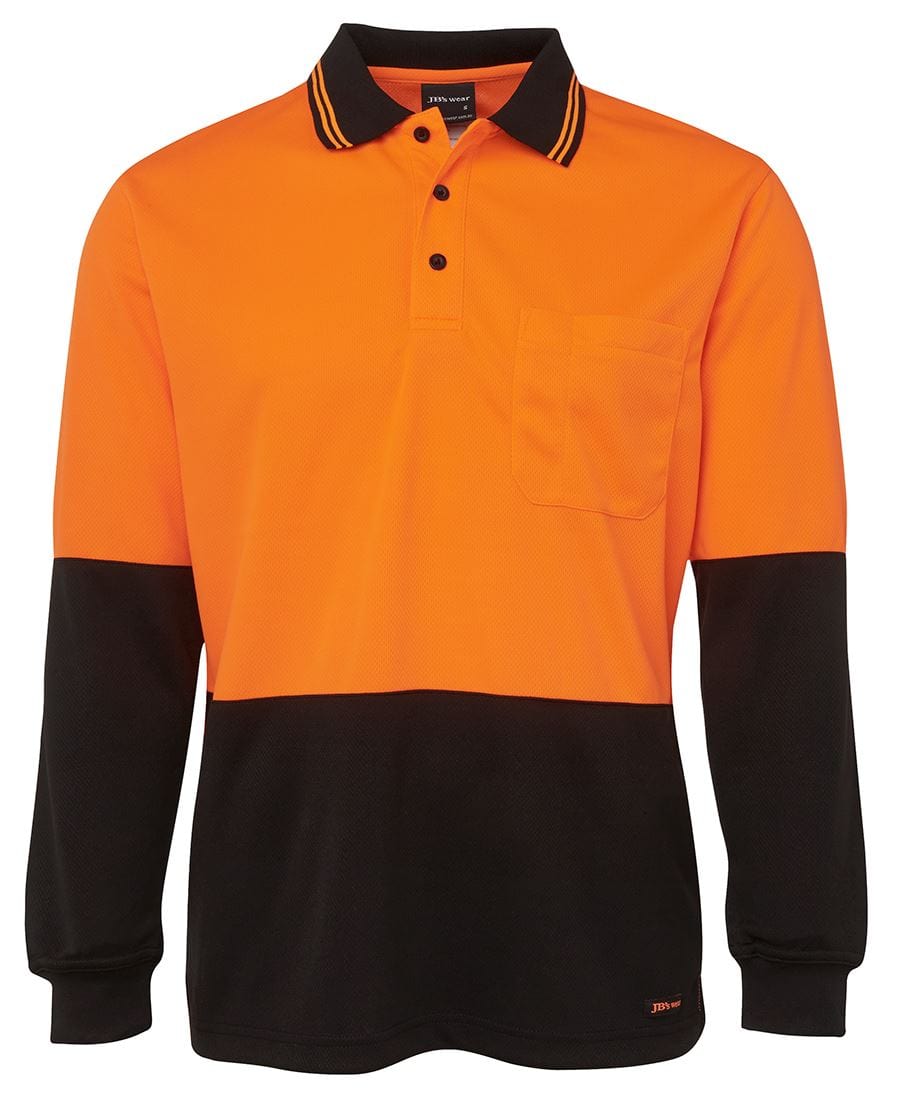 JB's Wear Polos / Shirts Orange/Black / 2XS JB's Wear Hi Vis L/S Traditional Polo