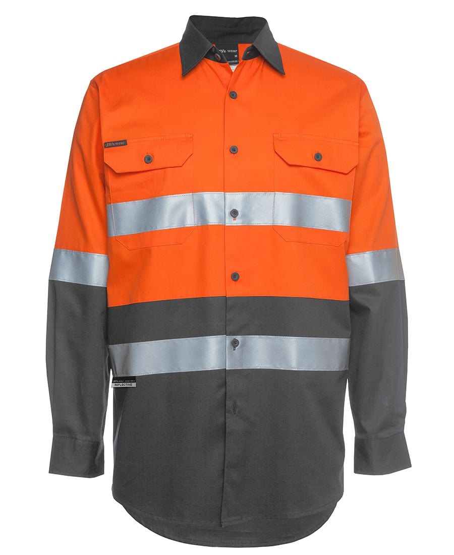 JB's Wear Polos / Shirts Orange/Charcoal / 3XS JB's Wear Hi Vis L/S (D+N) 150G Work Shirt
