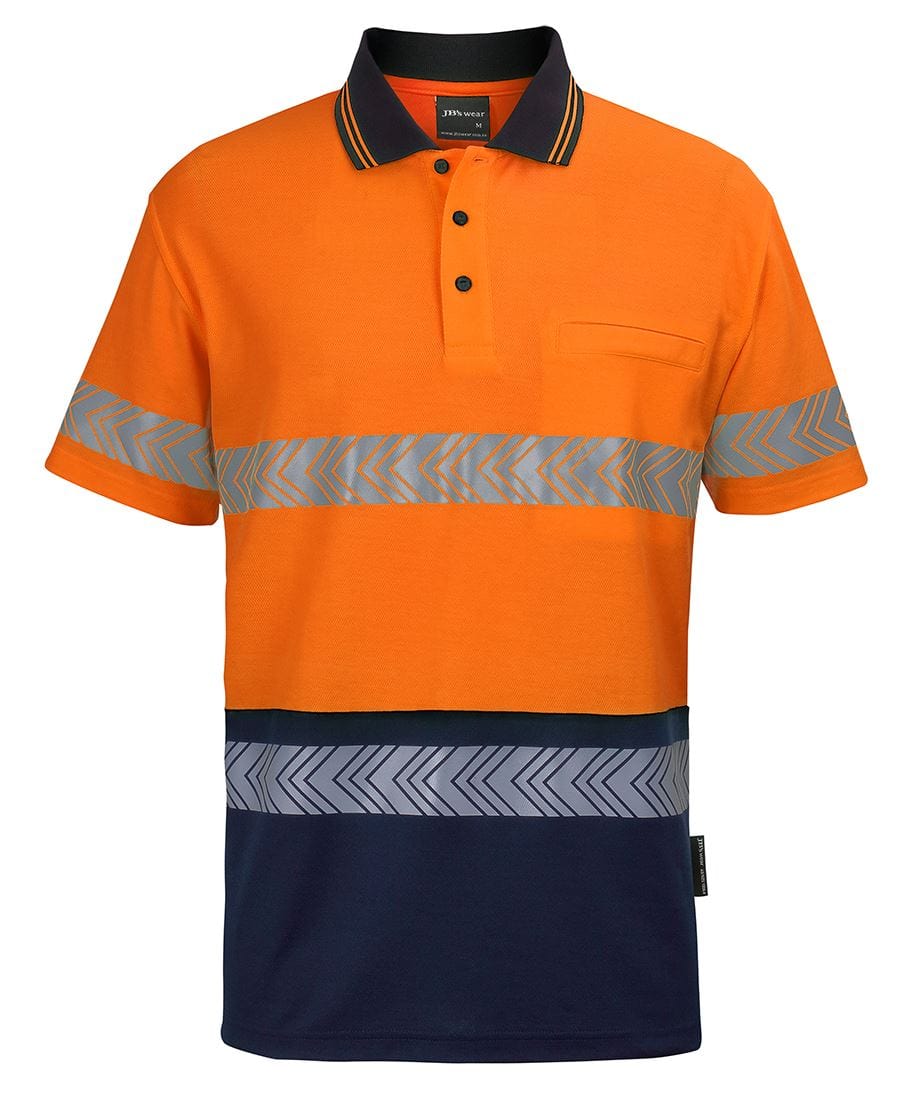 JB's Wear Polos / Shirts Orange/Navy / 2XS JB's Wear Hi Vis (D+N) Cotton Back S/S Segmented Tape Polo