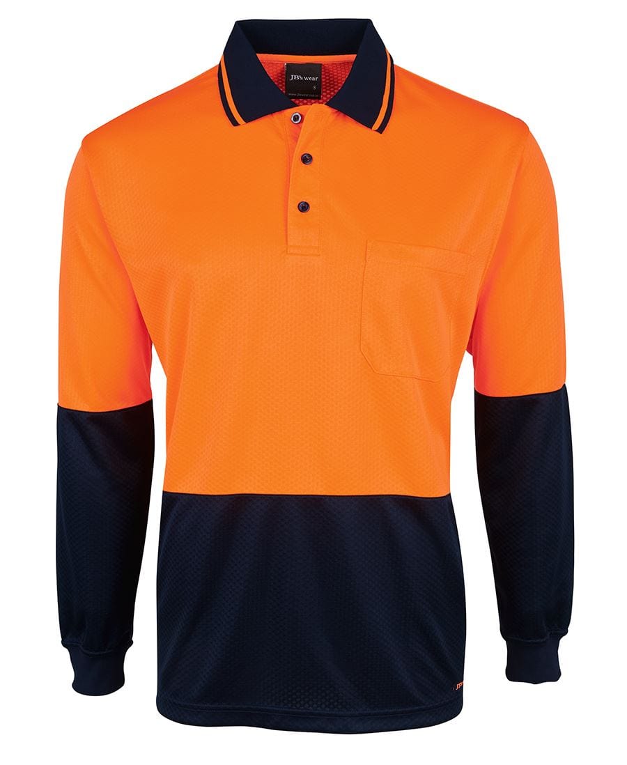 JB's Wear Polos / Shirts Orange/Navy / 2XS JB's Wear Hi Vis L/S Jacquard Polo