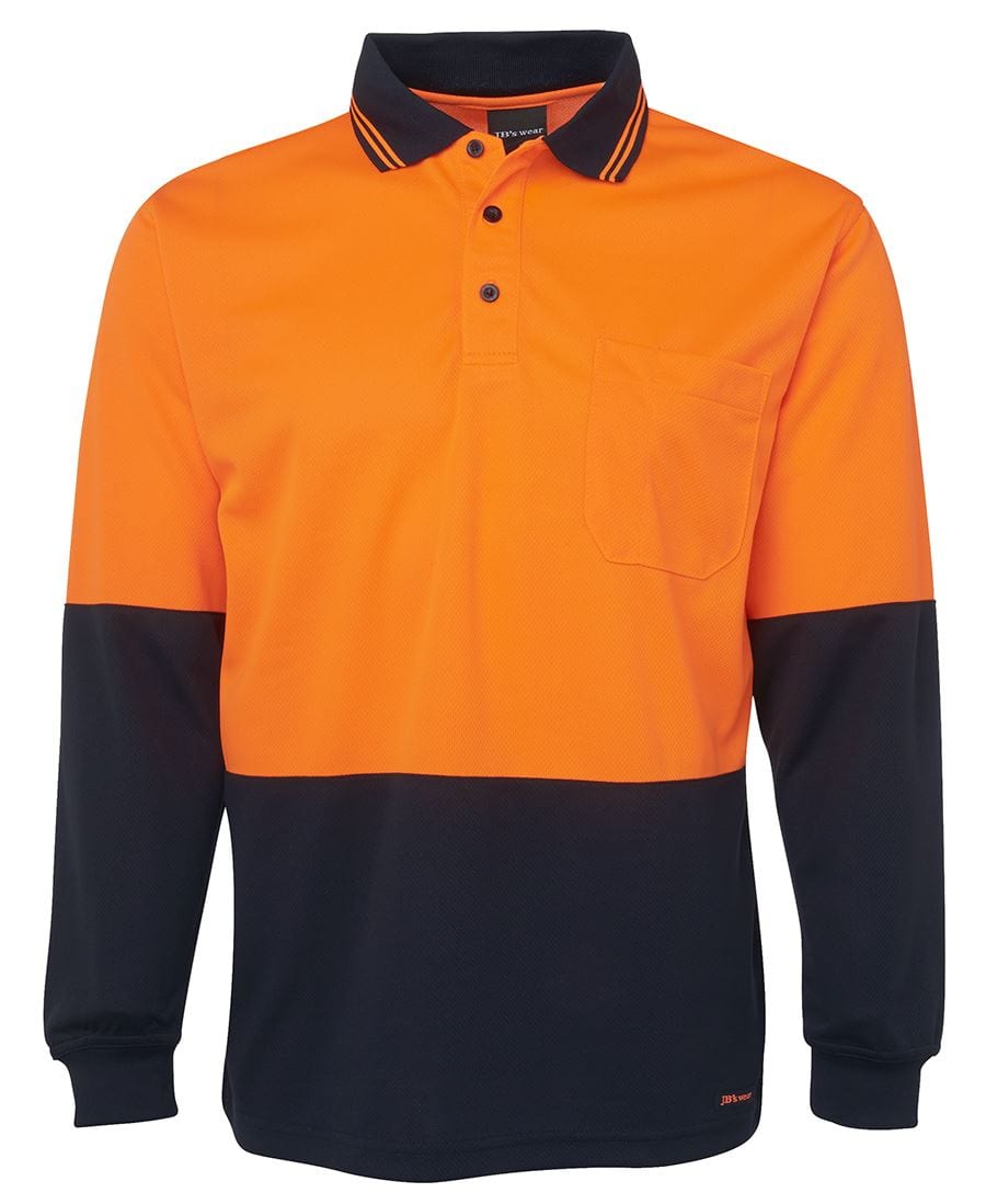 JB's Wear Polos / Shirts Orange/Navy / 2XS JB's Wear Hi Vis L/S Traditional Polo