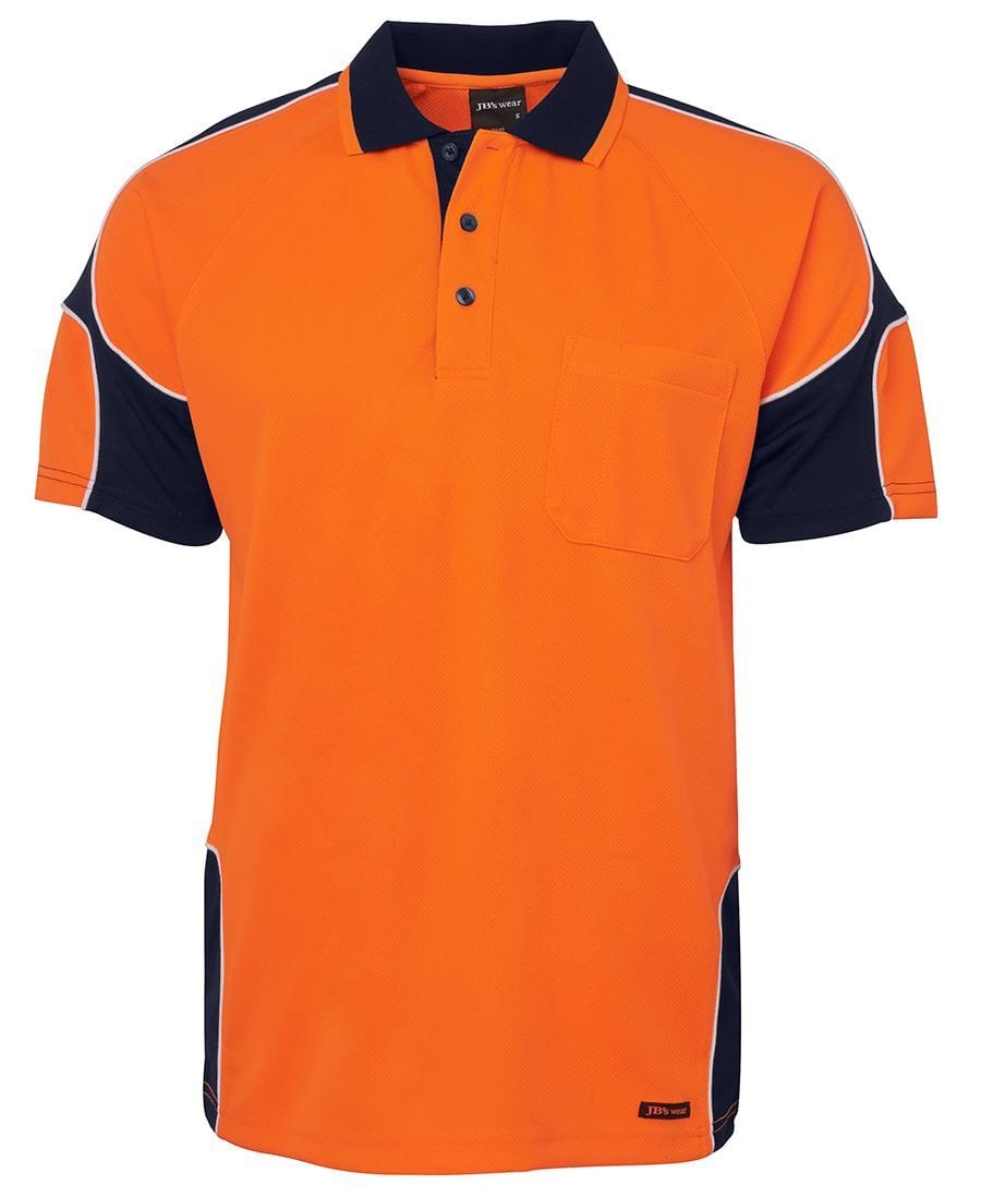 JB's Wear Polos / Shirts Orange/Navy / 2XS JB's Wear Hi Vis S/S Arm Panel Polo