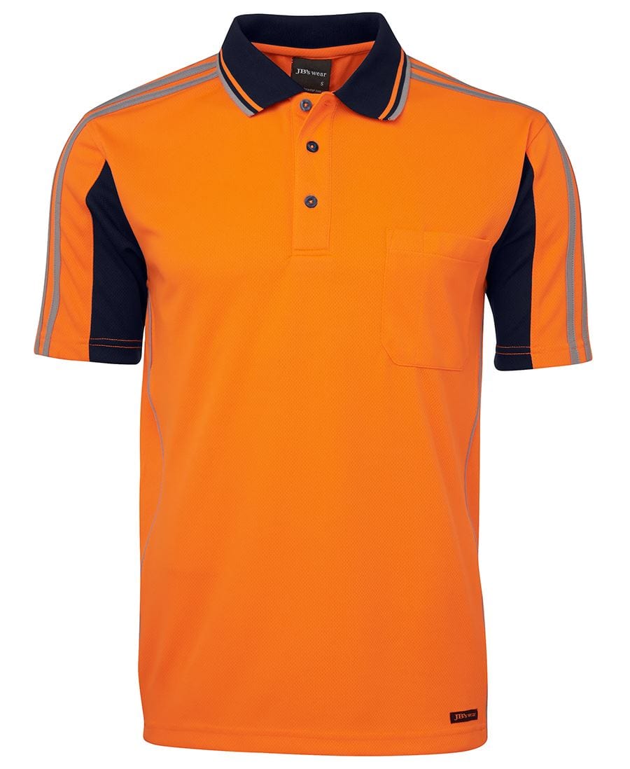 JB's Wear Polos / Shirts Orange/Navy / 2XS JB's Wear Hi Vis S/S Arm Tape Polo