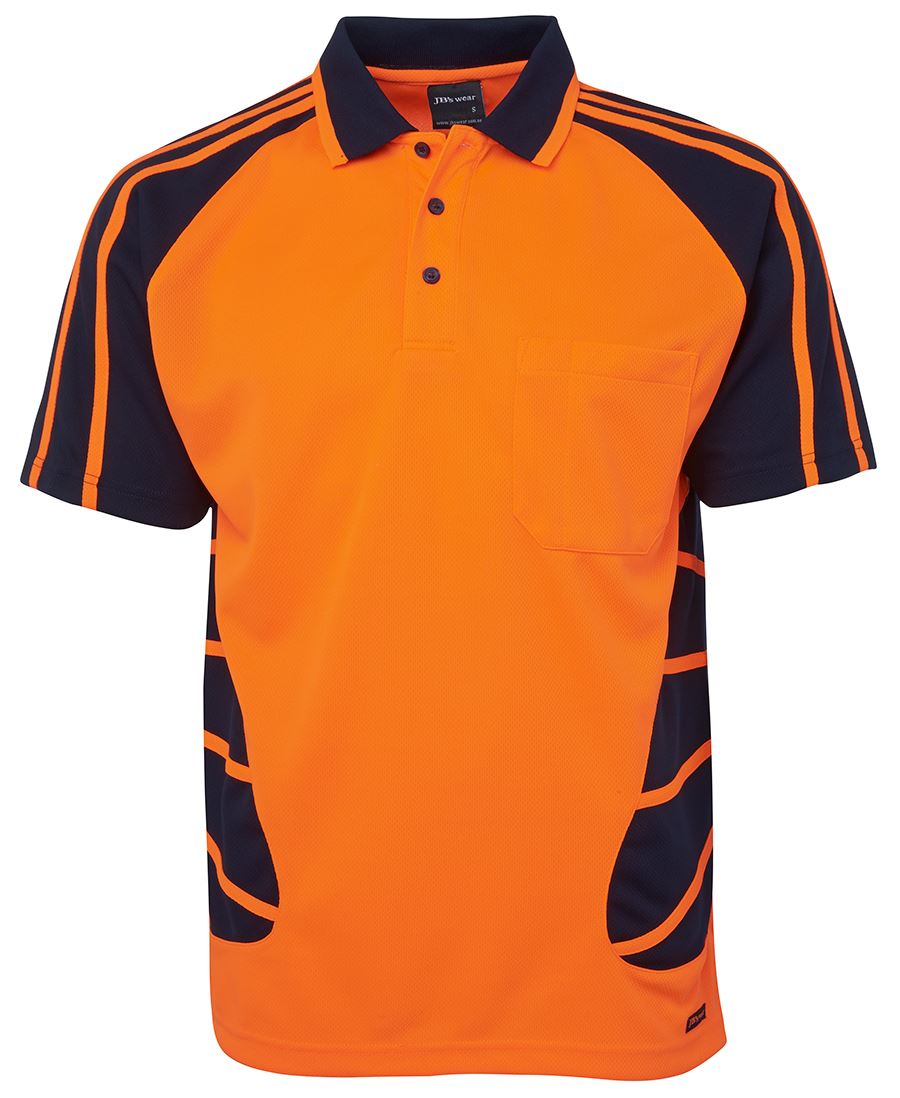 JB's Wear Polos / Shirts Orange/Navy / 2XS JB's Wear Hi Vis S/S Spider Polo