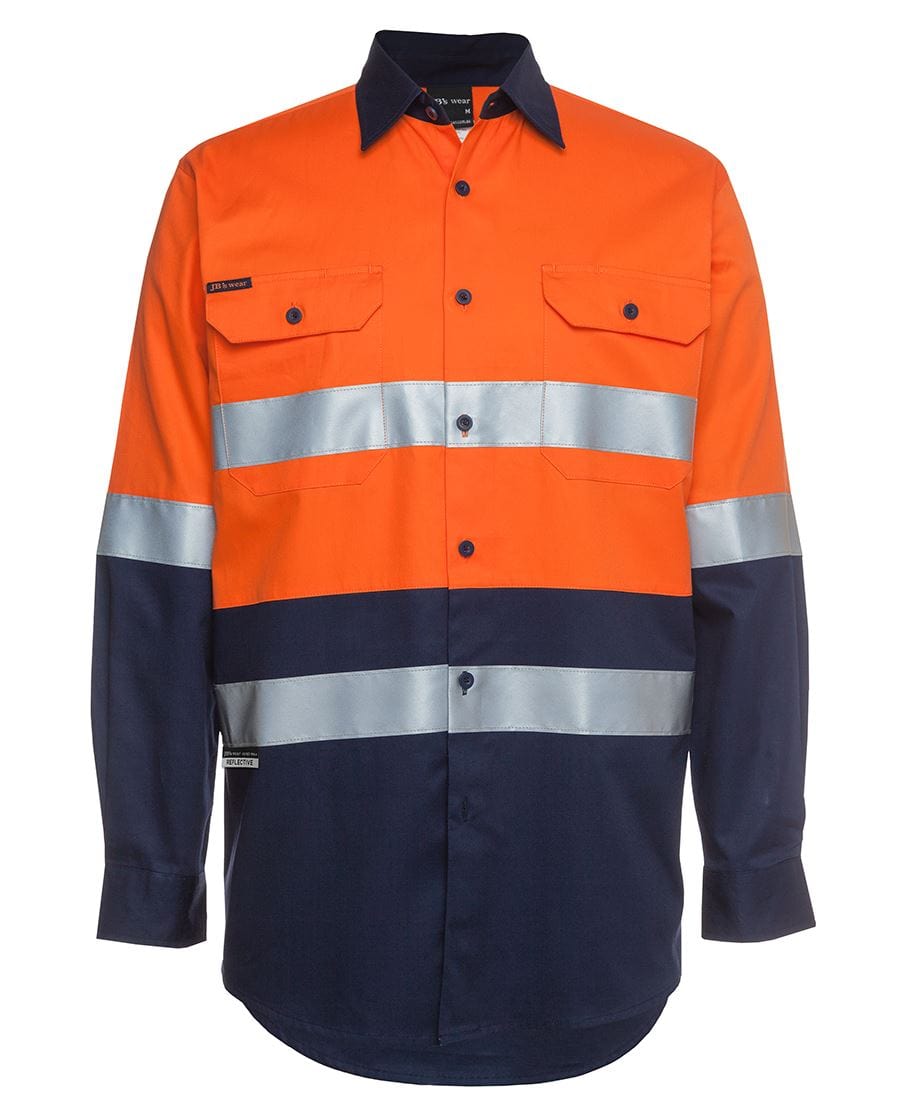 JB's Wear Polos / Shirts Orange/Navy / 3XS JB's Wear Hi Vis L/S (D+N) 150G Work Shirt
