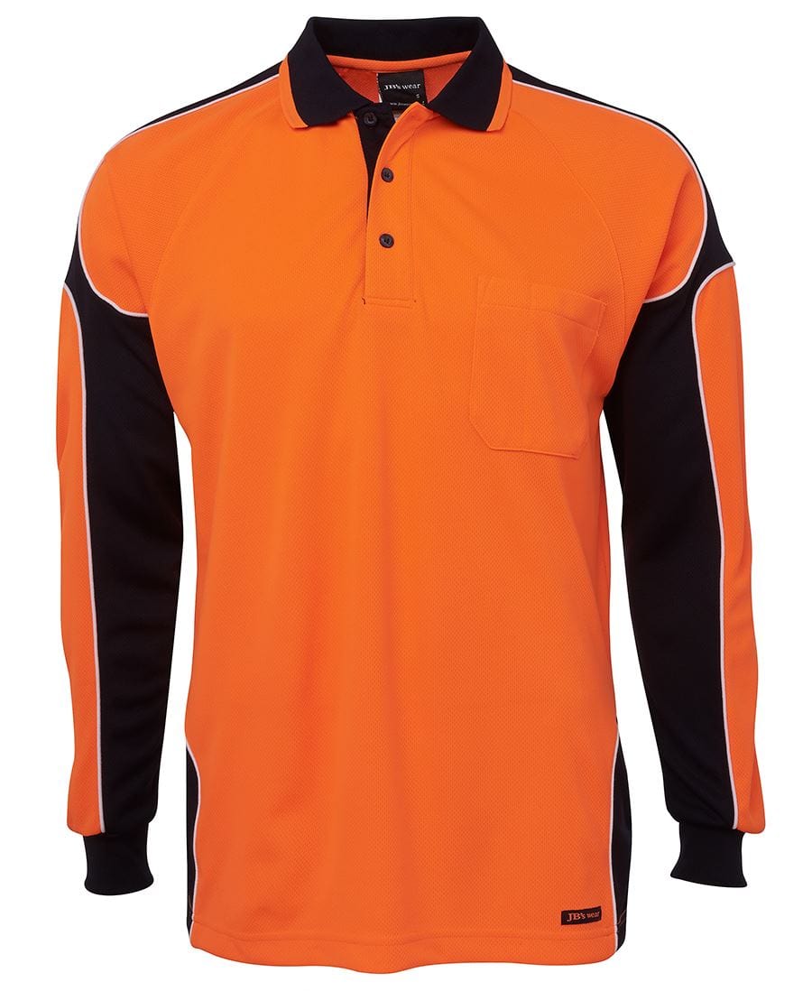 JB's Wear Polos / Shirts Orange/Navy / XS JB's Wear Hi Vis L/S Arm Panel Polo