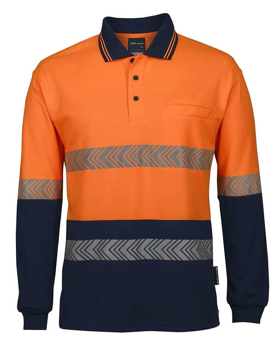 JB's Wear Polos / Shirts Orange/Navy / XS JB's Wear Hi Vis L/S Segmented Tape Polo