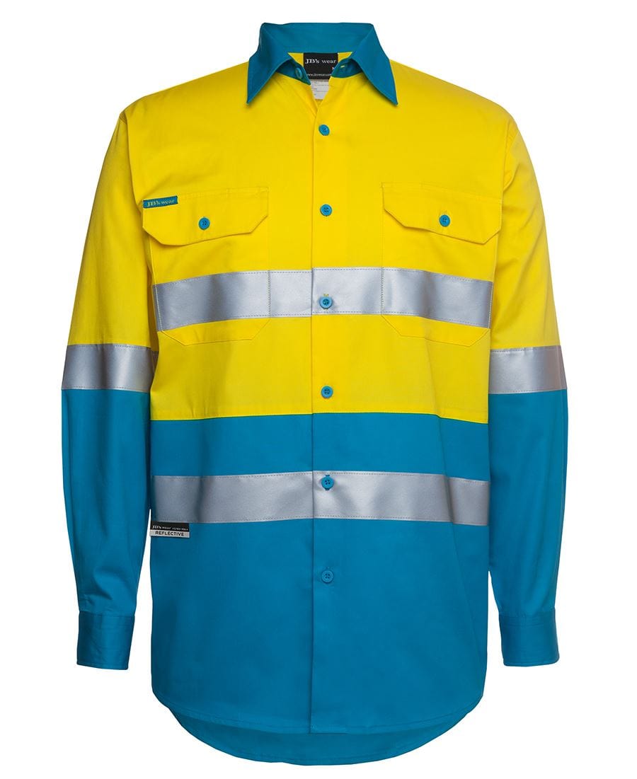 JB's Wear Polos / Shirts Yellow/Aqua / 3XS JB's Wear Hi Vis L/S (D+N) 150G Work Shirt