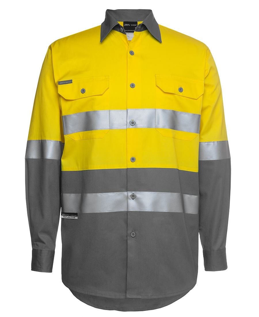JB's Wear Polos / Shirts Yellow/Charcoal / 3XS JB's Wear Hi Vis L/S (D+N) 150G Work Shirt